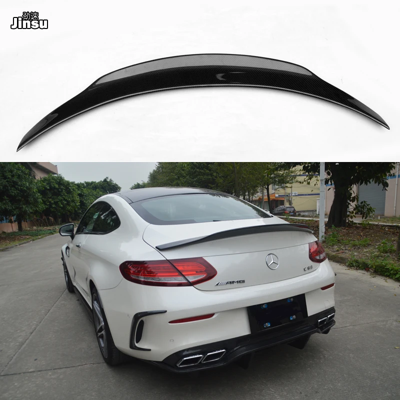 Спойлер для заднего багажника из настоящего углеродного волокна PSM style benz c class coupe