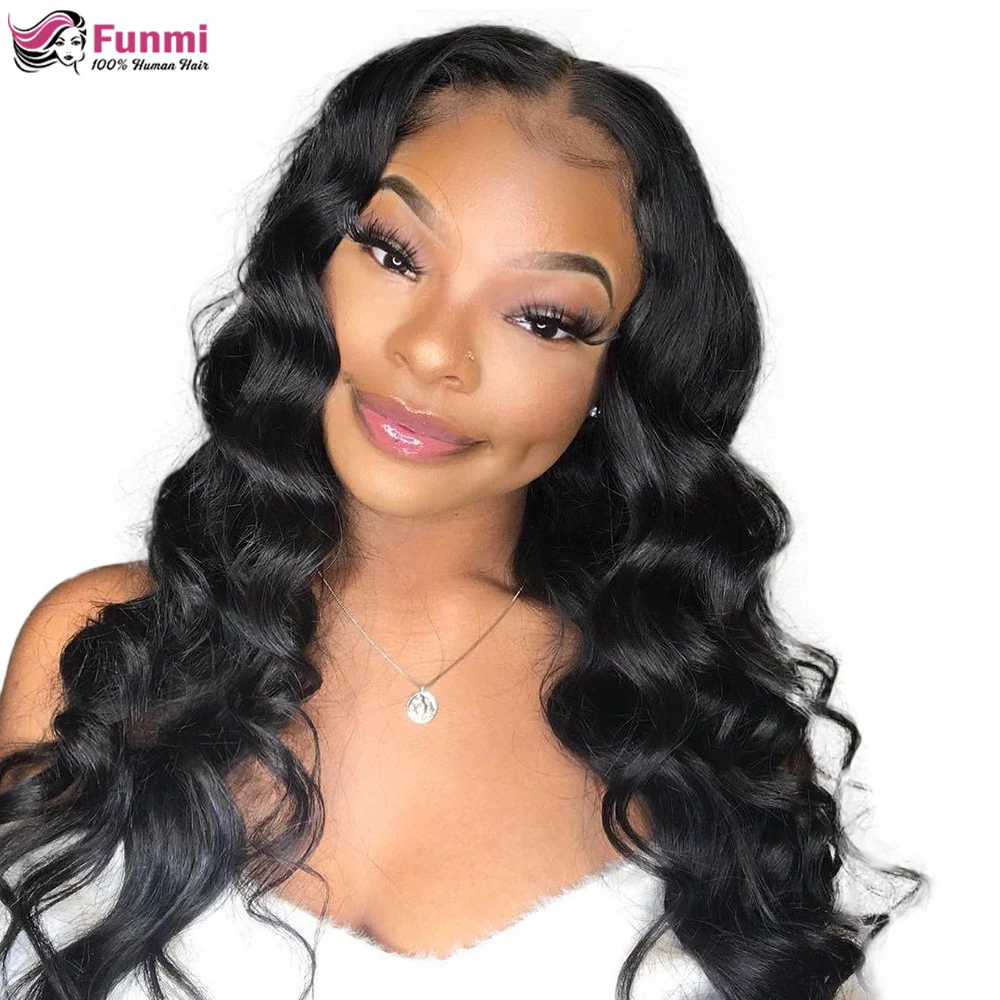 

Funmi Brazilian loose wave 13x6x1 T Part Transparent Lace Wig For Woman Human Hair Wigs Pre Plucked With Baby Hair Remy Hair