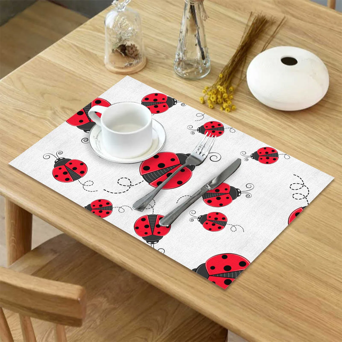 4 6 штук в партии комплект Коврики на стол красного цвета с принтом божья коровка