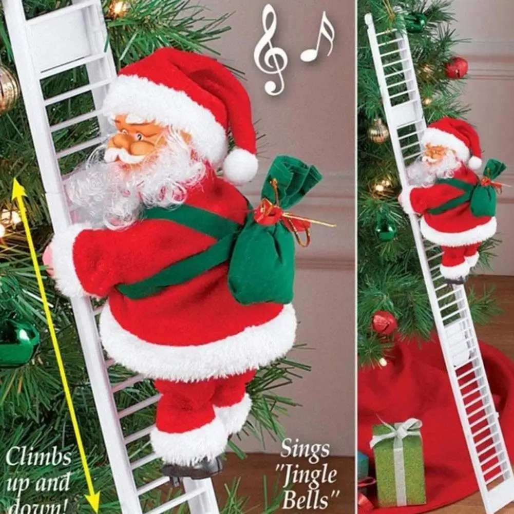 Christmas Santa Claus Electric Climb Ladder Hanging Decoration Tree Ornaments New Year Xmas Party Decor Kids Gifts | Дом и сад