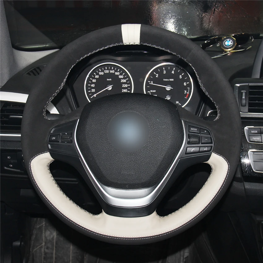 MEWANT бежевая натуральная кожа черная замша чехол на руль для BMW F20 2012-2018 F45 2014-2018 F30 F31