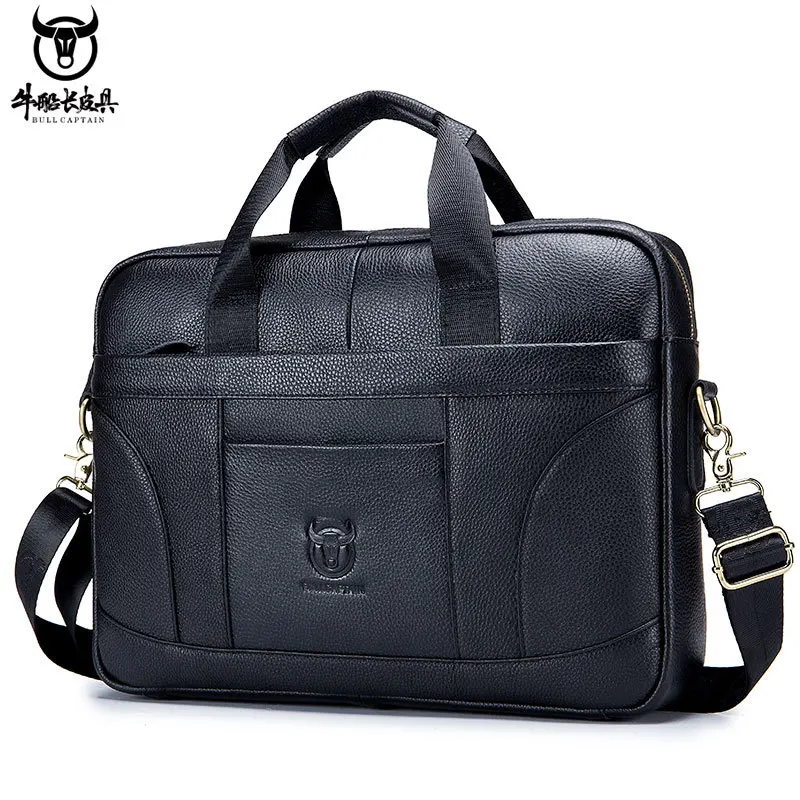 Men's Genuine Leather Briefcase Business Handbag Top Layer Cowhide Male Shoulder Cross Body Bag 14