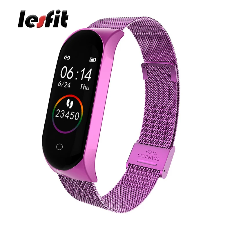 Lesfit Роскошные из нержавеющей стали умные цифровые часы для мужчин и женщин