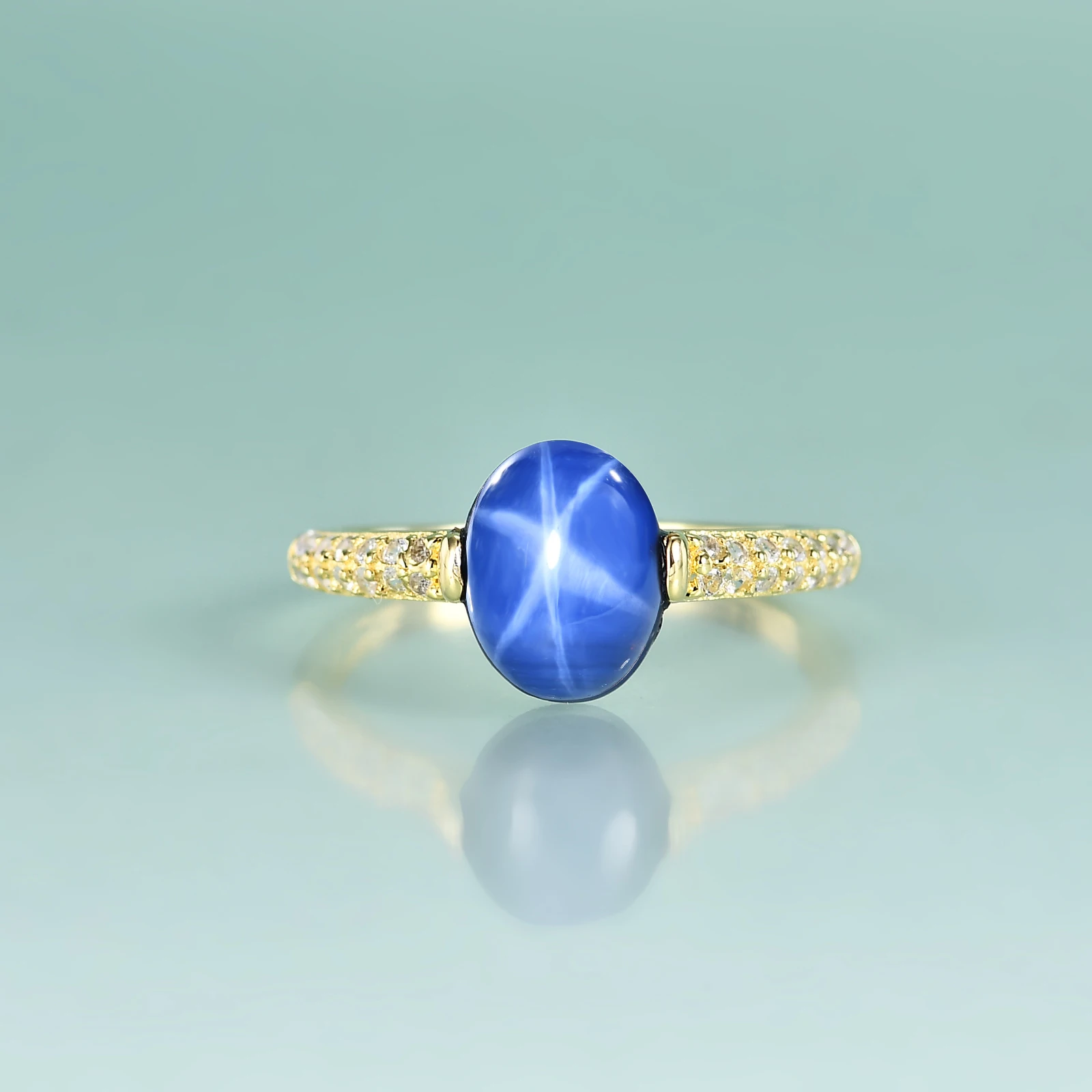 

Gem's Beauty 925 Sterling Silver Tension Setting Rings Small Oval Cut 7X9mm Lab Star Sapphire Halo Rings For Women Fine Jewelry