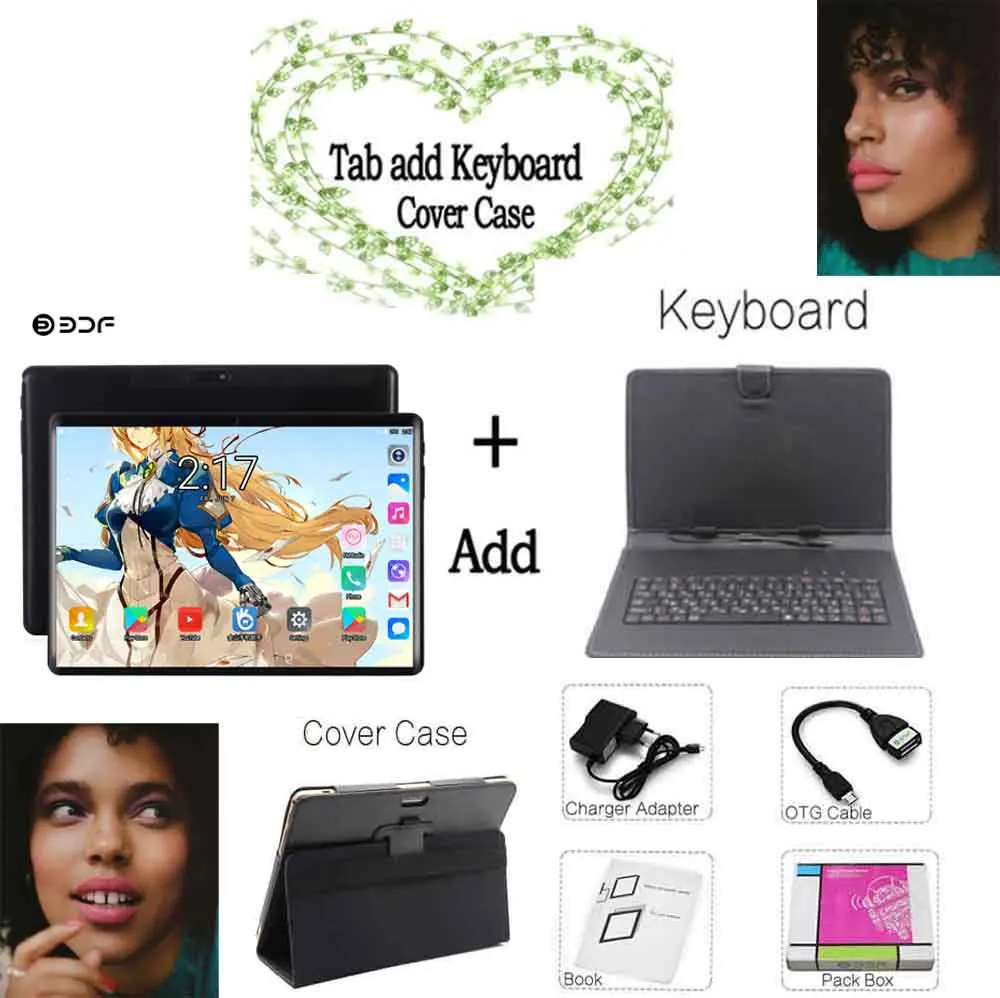 Holster Keyboard BDF 10 дюймов Android 9,0 планшетный ПК две sim-карты 4G Телефонный звонок планшет десять ядер 8 ГБ/128 Гб WiFi Bluetooth 10,1 МП Android планшет - Комплект: Holster Keyboard