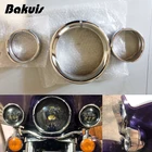 Обшивка для светодиодной фары мотоцикла, 7 дюймов, H4, кольцевой ободок, 4,5 дюйма, обшивка для противотуманной фары, кольцевая заглушка для Touring Street Glide FLH