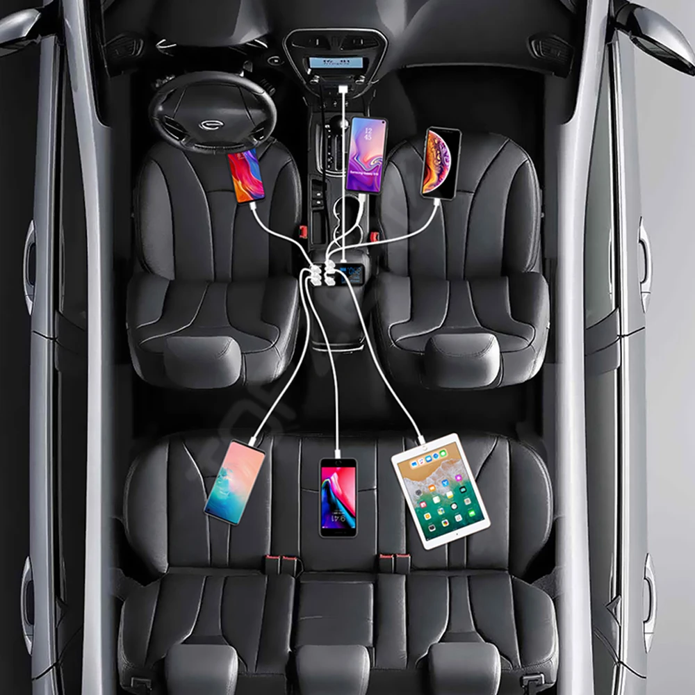 Автомобильное зарядное устройство с 8 USB-портами и светодиодным дисплеем |