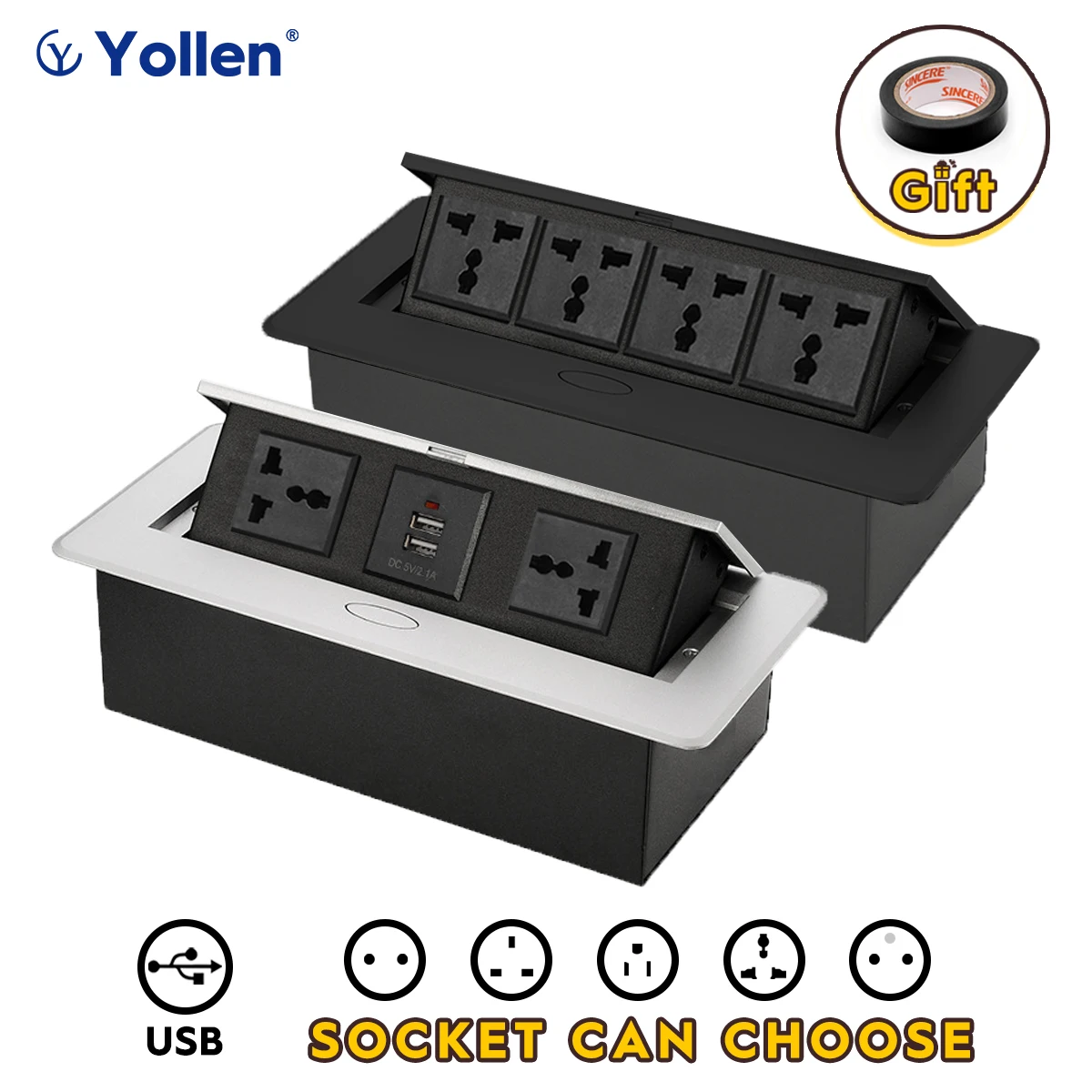 Полностью алюминиевая панель универсальная стандартная настольная розетка