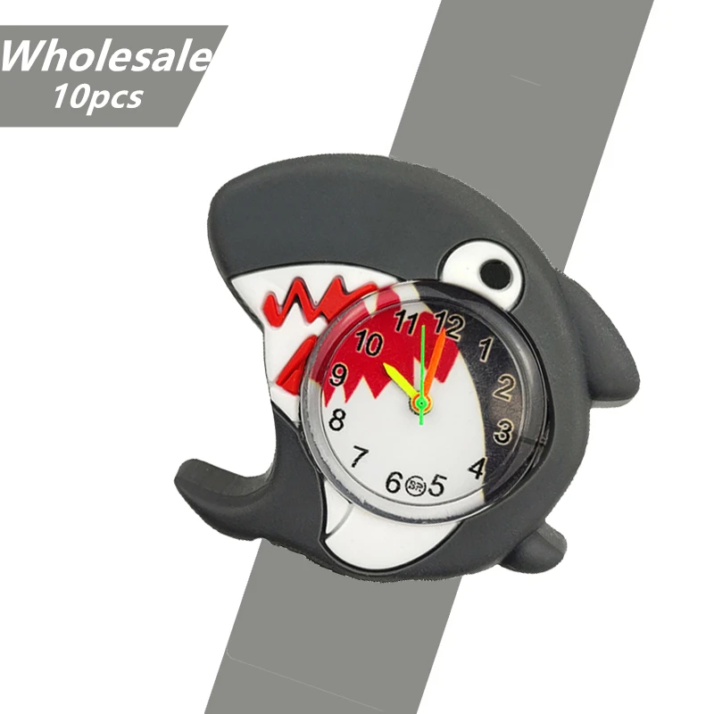 

Wholesale 10pcs Cartoon Children Watch Dinosaur Lion Shark Watch Students Sport Clock Kids Watches for Boys Girls Christmas Gift