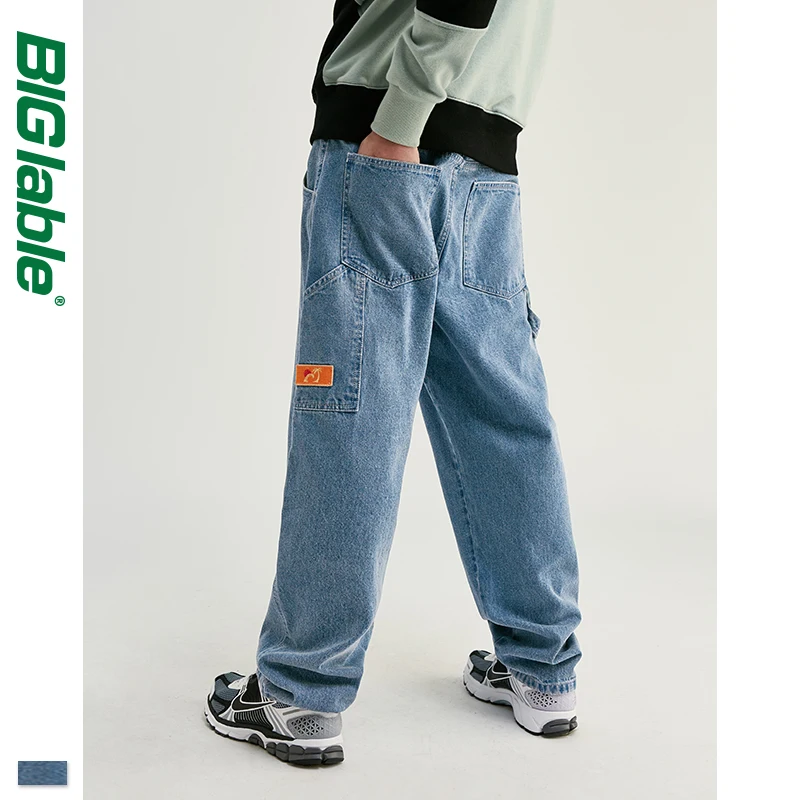 Большие складывающиеся 2019 AW мужские джинсы Модные Modis уличные свободные прямые