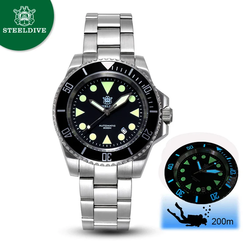 

STEELDIVE Japan NH35 Mens Mechanical Watch 200m Waterproof Luminous Automatic Watches Sapphire Crystal 316L Steel Diver Watch