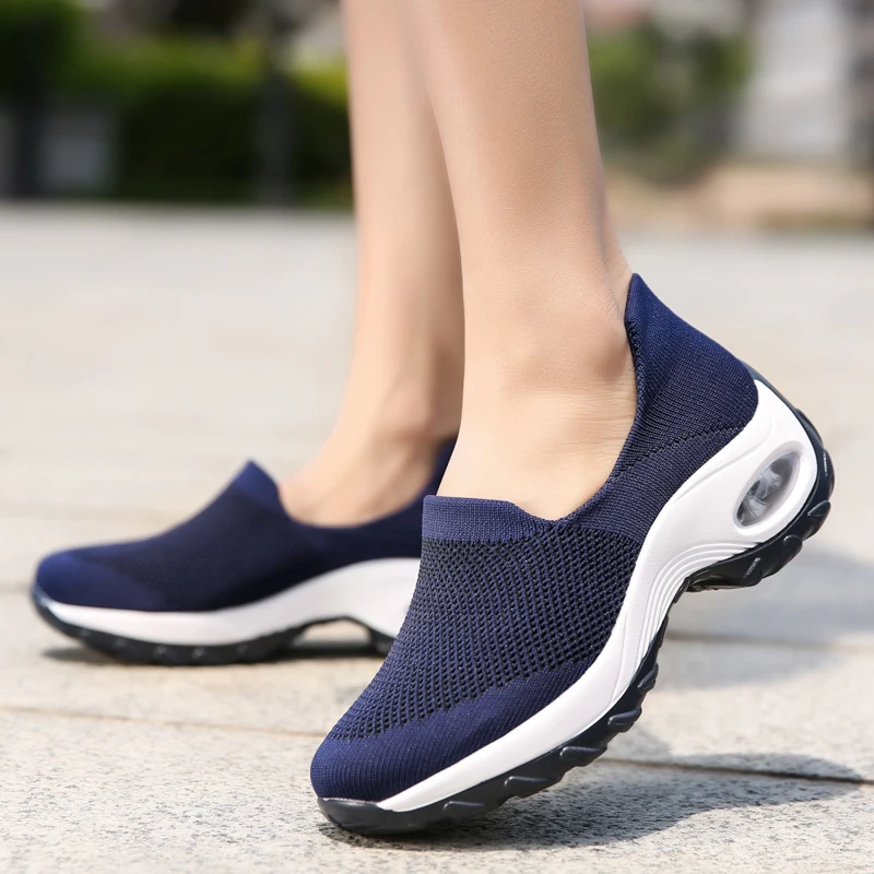 

Sock Sneakers Women Platform Shoes Summer Breathable Mesh Flat Slip On Air Cushion Sports Shoes Women's Casual Walking Shoes