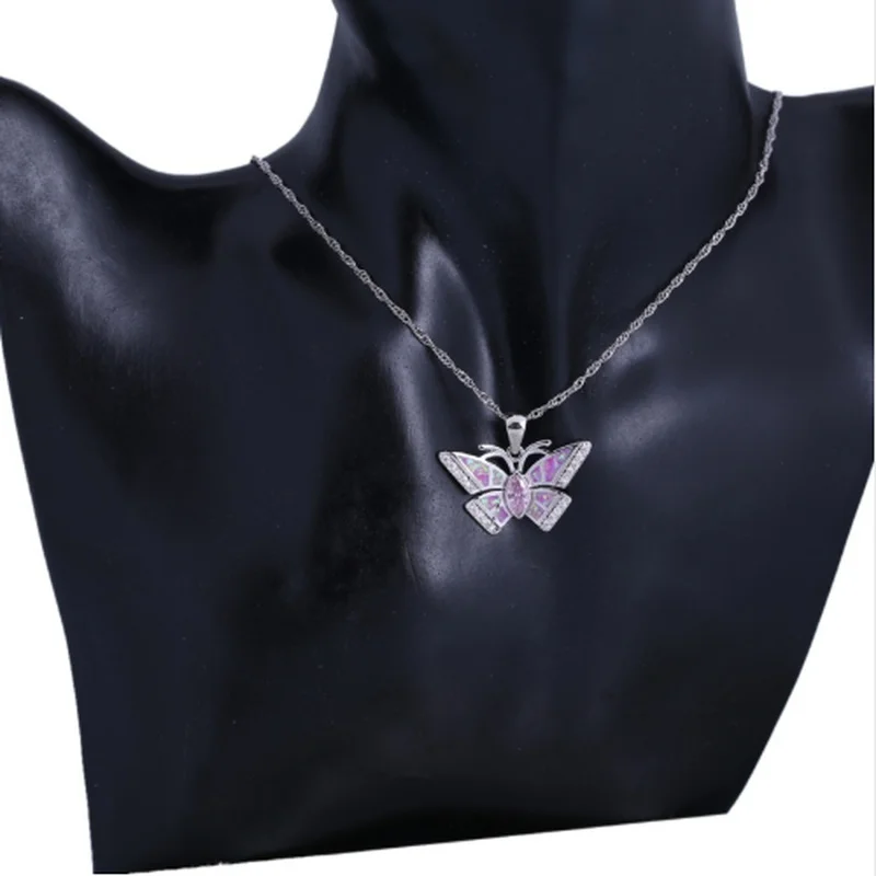 

Women's multicolor opal creative luxury butterfly pendant necklace exquisite fashion party girl birthday gift jewelry wholesale