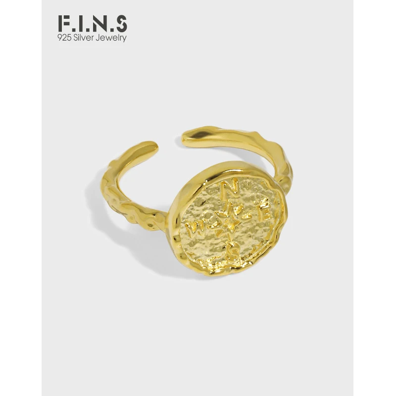 

F.I.N.S геометрический Круглый Компас S925 Серебряное Золотое открытое регулируемое кольцо неправильной формы вогнутое и выпуклое кольцо на ук...