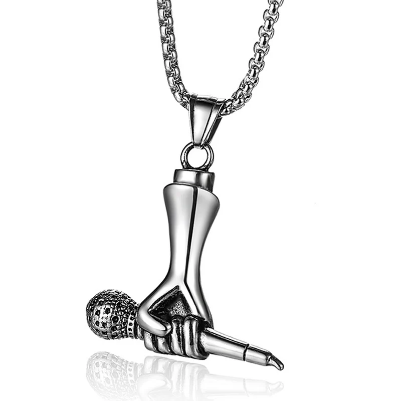 Музыкальный Микрофон мужское ожерелье в стиле хип-хоп ювелирные изделия колье из