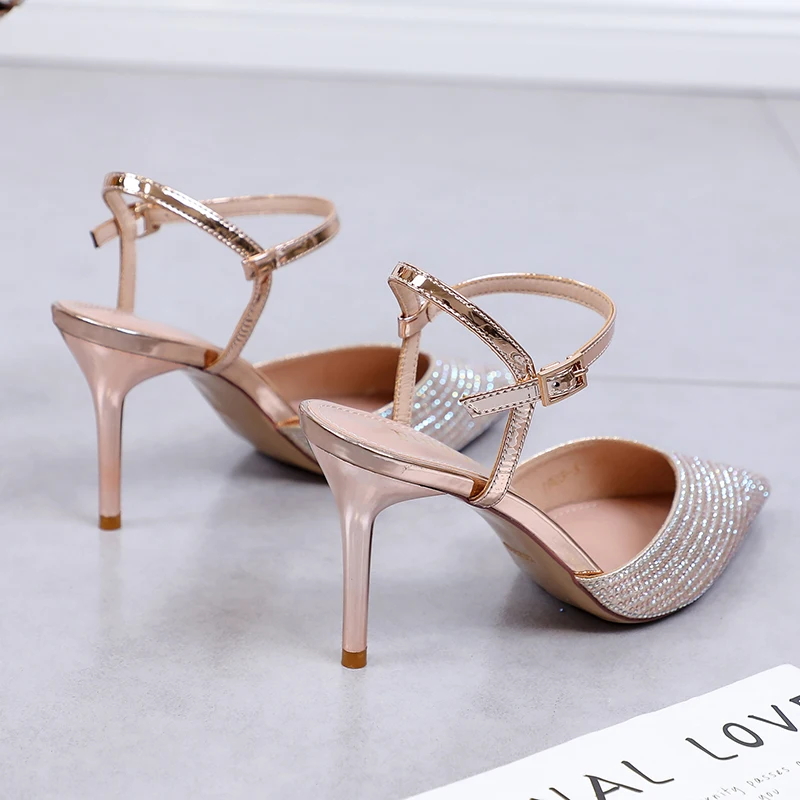 2019 женские босоножки на высоком каблуке 8 см свадебные сандалии со стразами