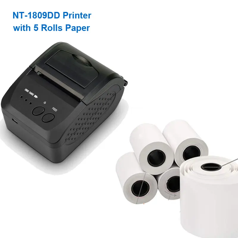 1809DD 5Rolls Paper NETUM 58 мм Bluetooth Термальный чековый принтер с бумагой чехол для переноски на талии для Android IOS Iphone ipad ESC/POS NT-1809DD - Цвет: 1809DD 5Rolls Paper