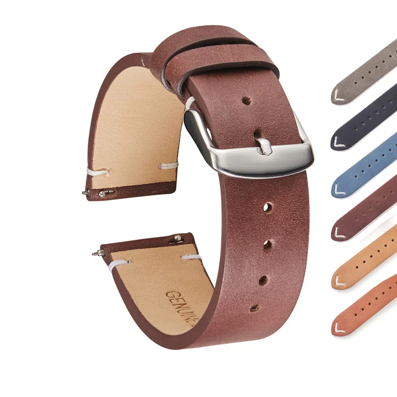 

REMZEIM Calfskin Leather Watchband Quick Release Watch Band Wrist Strap 18mm 20mm 22mm Smart Watch Strap Watches Accessories