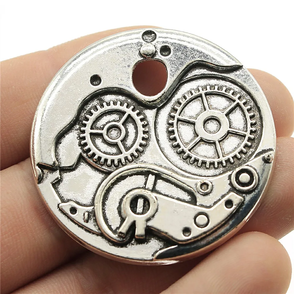 4 шт. 38 мм двухцветные винтажные круглые часы из цинкового сплава в стиле стимпанк