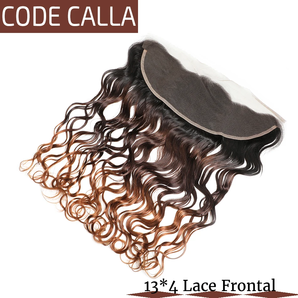 Code CALLA Remy эффектом деграде(переход от темного к Цвет волнистые волосы пряди с 13*4 Кружева Фронтальные Часть бразильские пряди человеческих волос для Инструменты для завивки волос для наращивания
