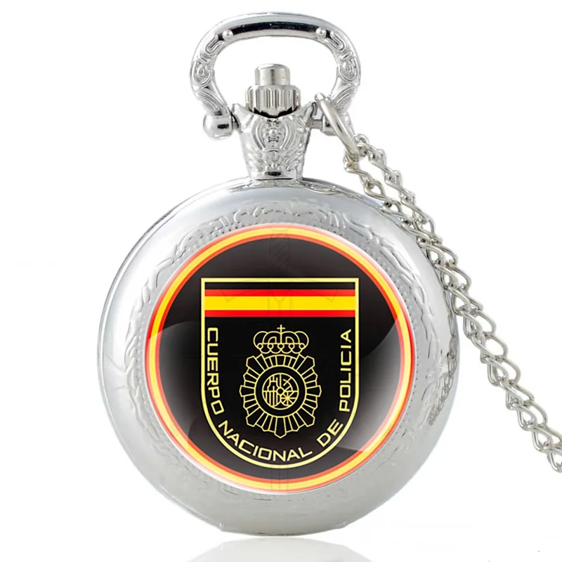Серебряные модные наручные часы со стеклянным кабошоном в стиле Испании полиции