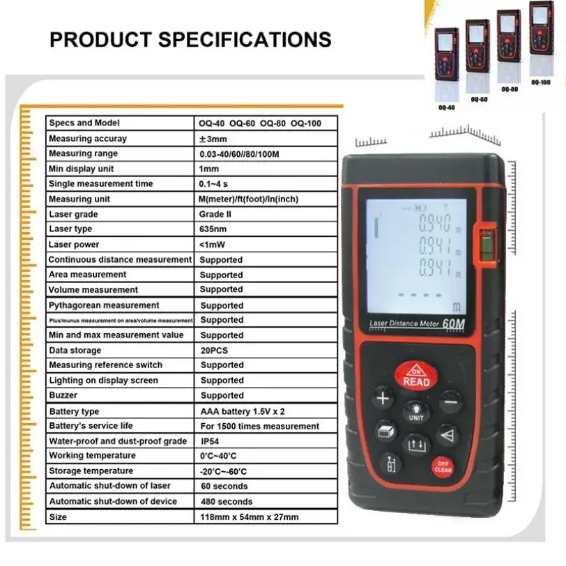 

40m-100m Laser Rangefinder Level Handheld Laser Level High Precision Infrared Rangefinder