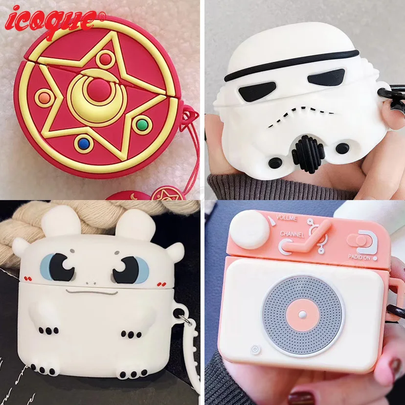 Мультяшный чехол для Airpods Pro с брелоком мягкий силиконовый 3D Bluetooth наушников из ПК