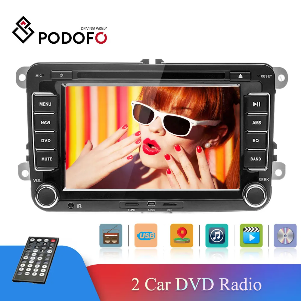 Автомагнитола Podofo 2din с DVD GPS 7 дюймовым радио стереозвуком для Volkswagen VW MattwayT6 Beetle