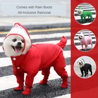 the all inclusive four legged dog raincoat rain boots pet cat teddy comes out waterproof raincoat bichon act fighting supplies