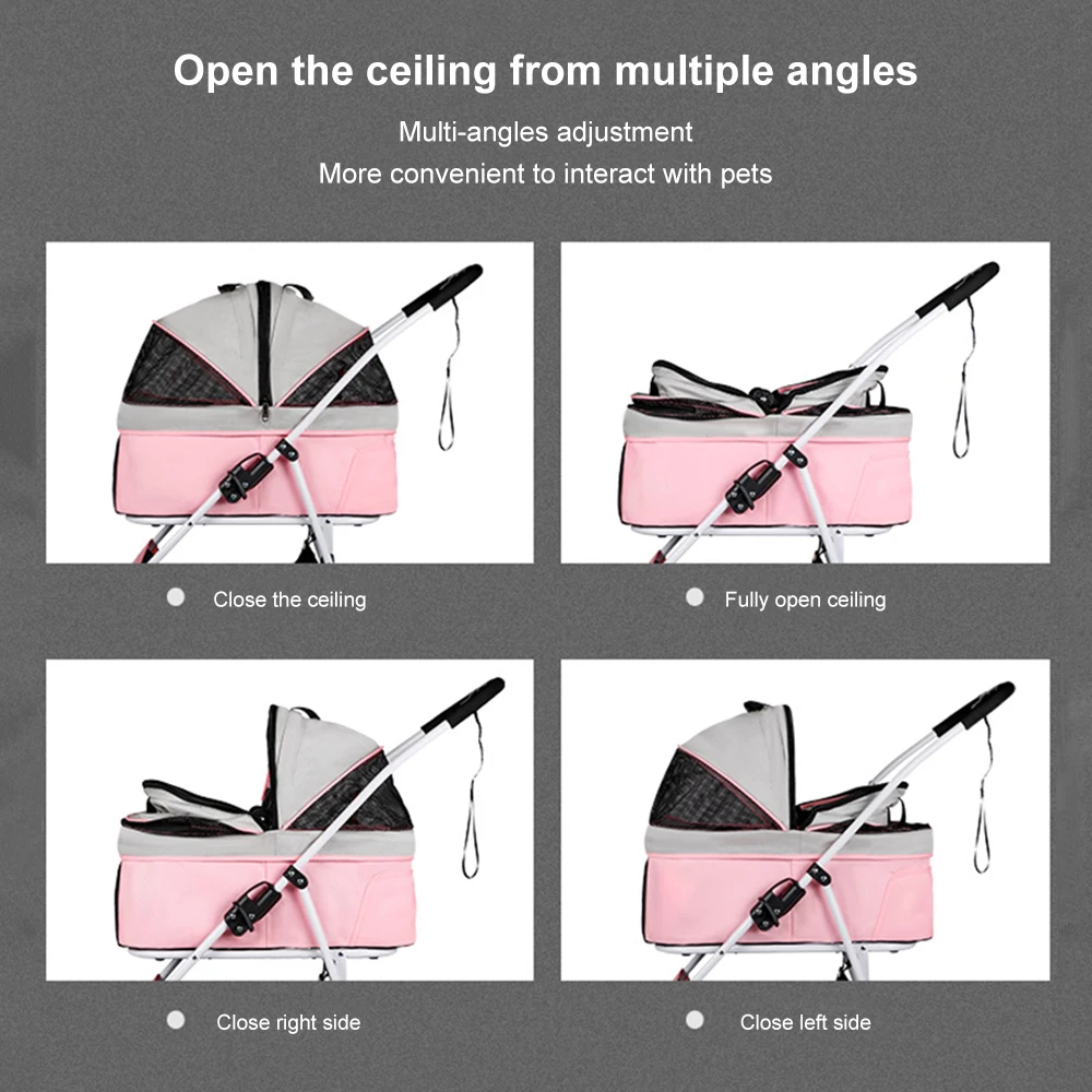 

Pet Stroller for Cat Dog Detachable Cage Stroller Pet Dog Foldable Carrier Strolling Cart Four Wheel for Pets within 20kg