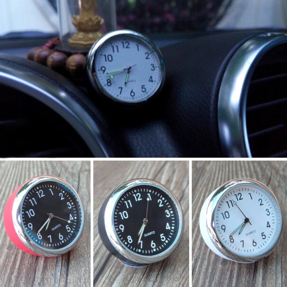 

Removable Mini Luminous Auto Car Kit Quartz Clock In Car Decor Small Gift Black