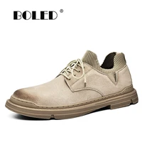 suede leather men shoes autumn quality lace up casual shoes flats breathable comfort soft walking shoes men