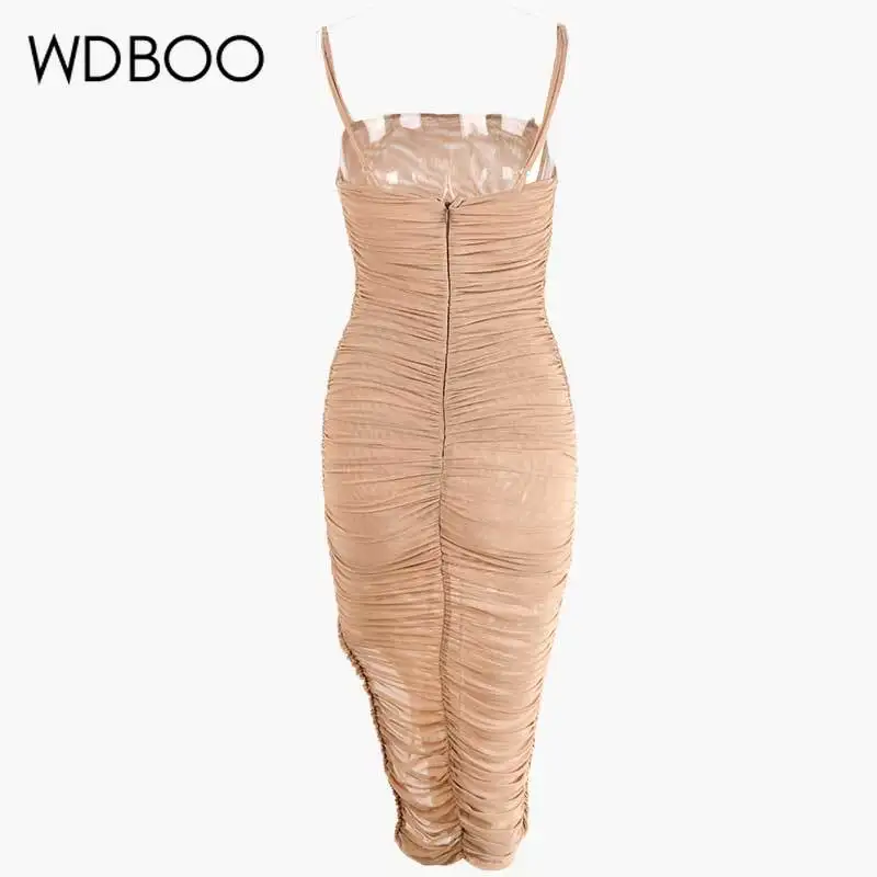 WDBOO Сетчатое Бандажное платье на бретельках сексуальное прозрачное Клубное