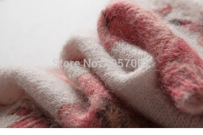 Мохеровый джемпер Для женщин розового цвета шикарный цветочный с круглым