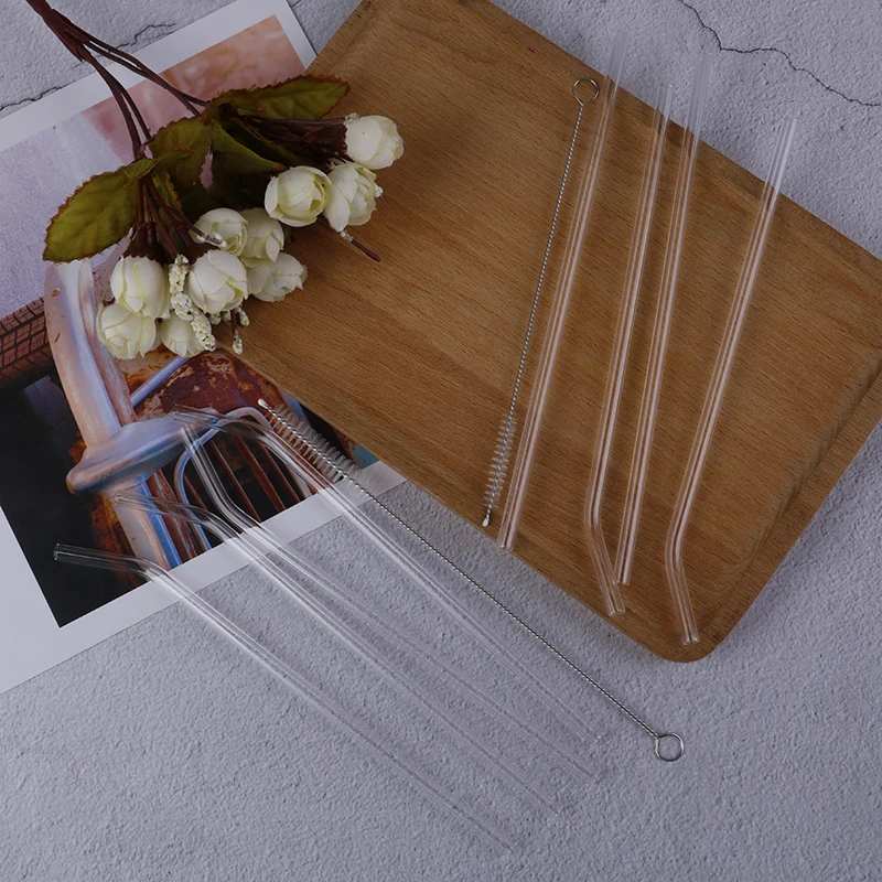 5 шт./компл. прозрачная стеклянная щетка для чистки соломинки с прямым изгибом