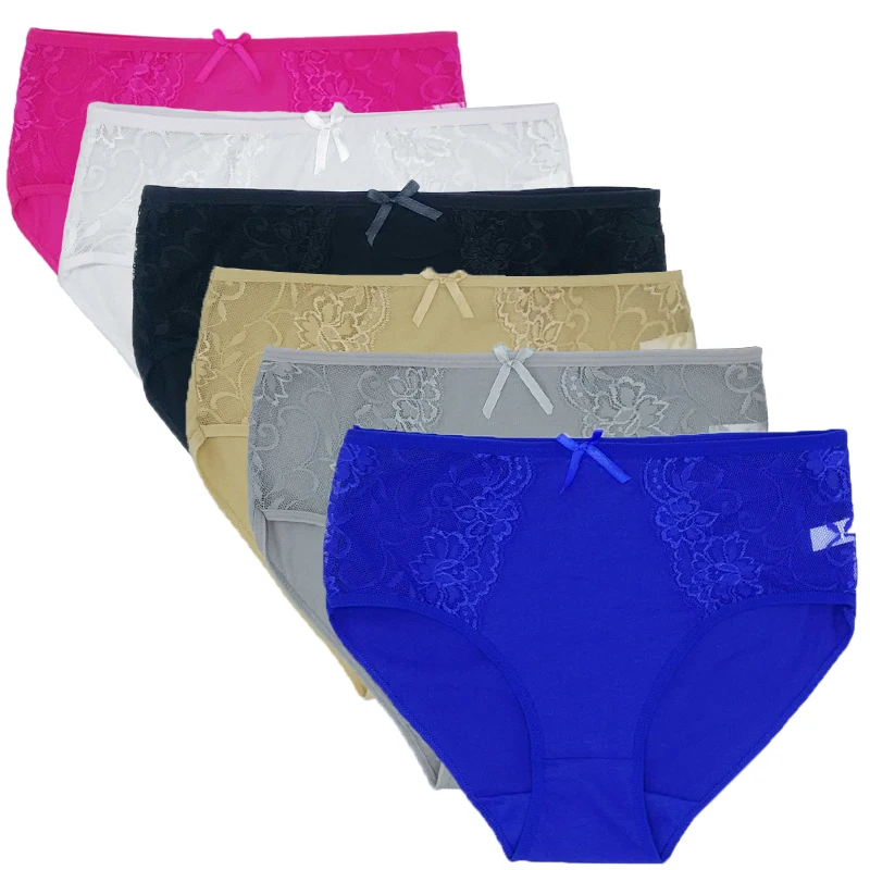 

Sexy Women's Panties Plus Size 4XL Lingerie Female Underwear Cotton Mid-rise Underpants Ladies Floral Lace Briefs Mommy Pants