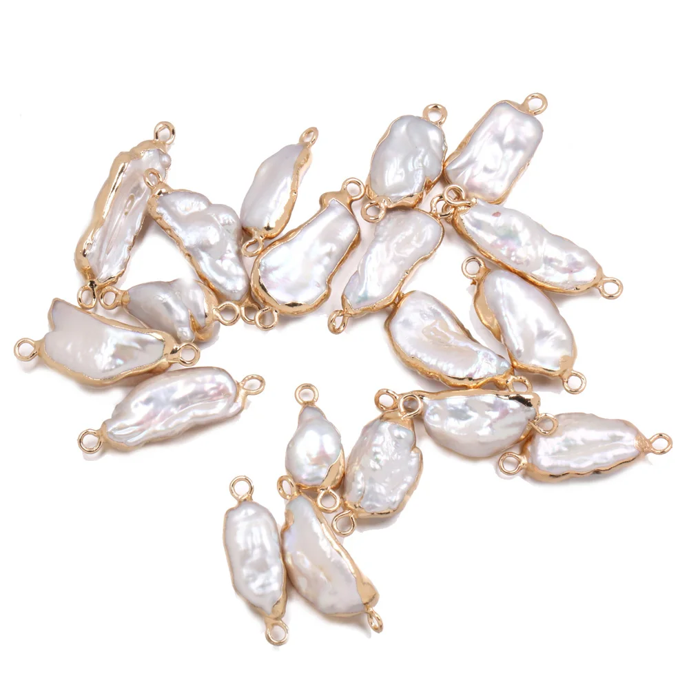 

Natural Freshwater Pearl Pendant irregular Double hole connector Pendants for Jewelry Making DIY Bracelet Necklaces Accessories