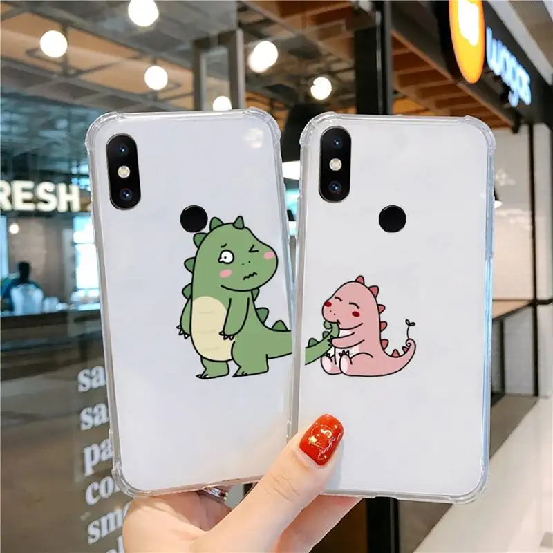 

Cartoon little dinosaur friends Phone Case Transparent for Xiaomi cc max mix note 3 2 6 8 5 10 11 9 10 play x s se lite pro