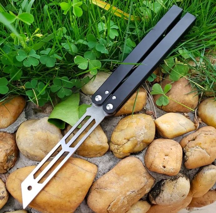 

CN Butterfly in Knife Trainer Aluminum Handle Jilt Knife Not Sharp Hunting survival Knife Folding tool