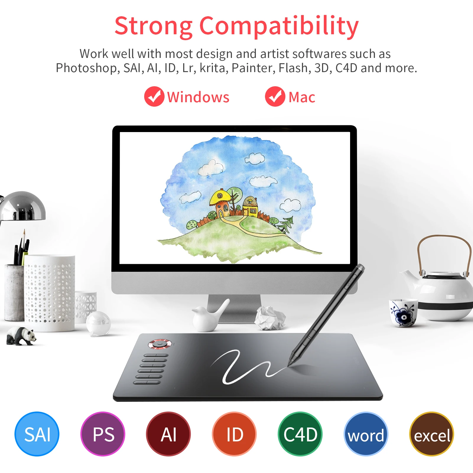 планшет графический для рисования Графический VEIKK A15 Pro 8192 чувствительности ручка