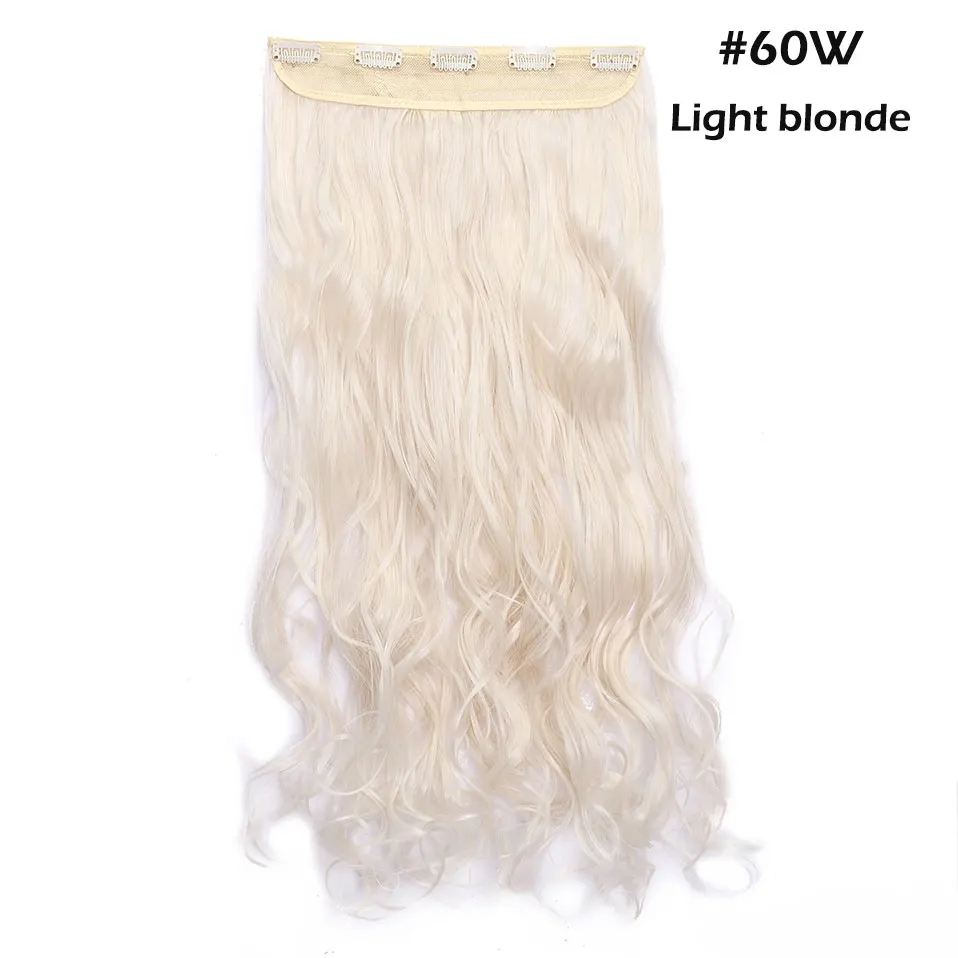 light blonde S-noilite, 47 цветов, 24 дюйма, длинные волнистые женские волосы на заколках, цельные синтетические волосы для наращивания, черный, коричневый, накладные волосы на заколках для женщин - Цвет: light blonde