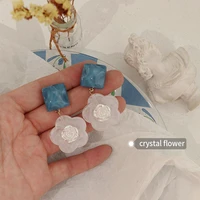 early spring retro japanese ice and snow rose geometric simple temperament romantic wild earrings female