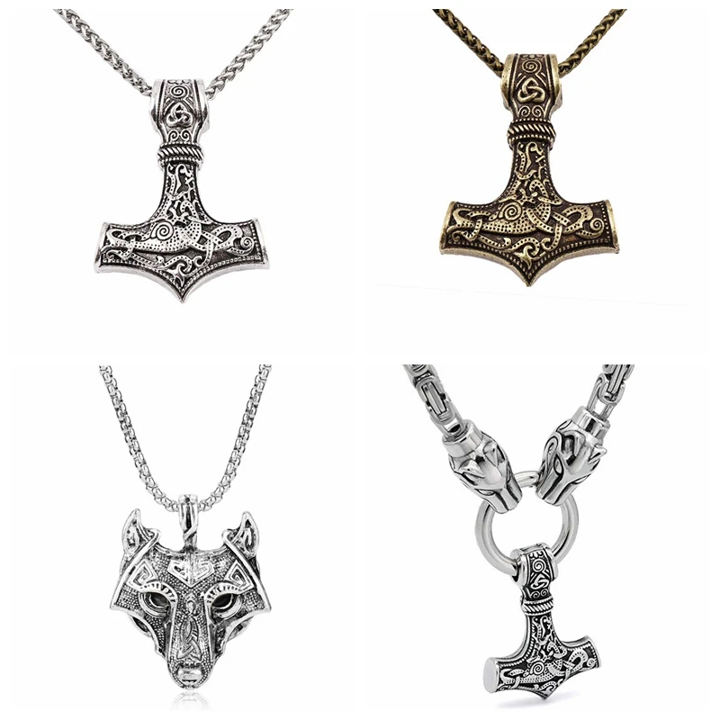 Винтажный Молот Мьёльнир Тора ожерелье с подвеской викингов скандинавский