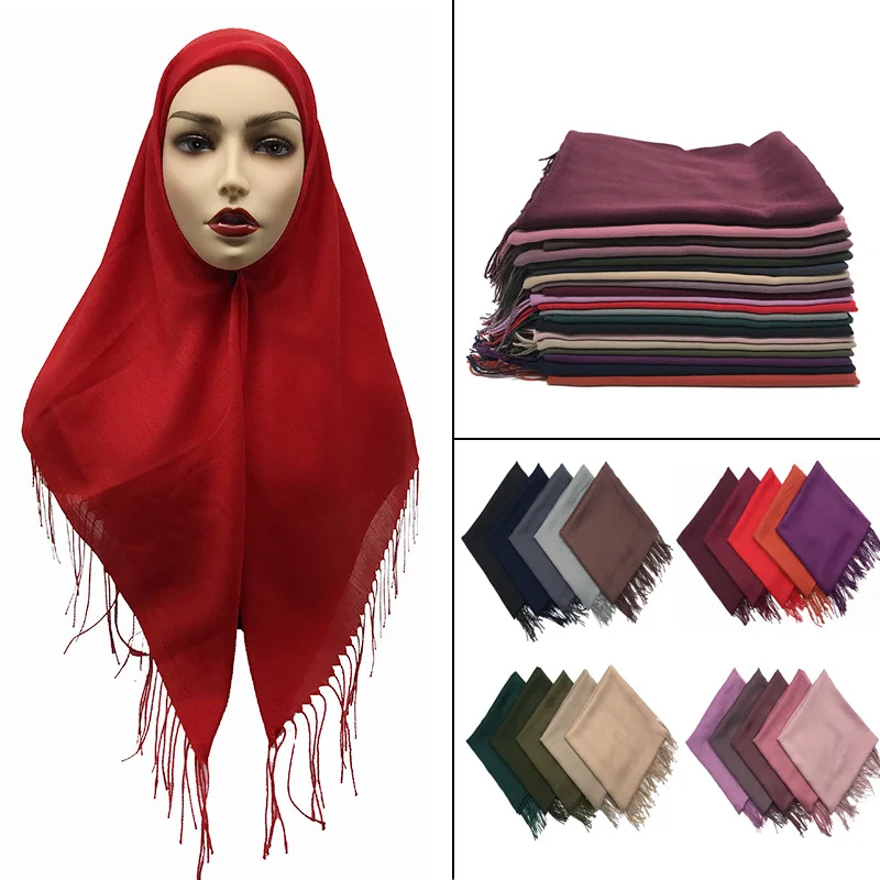 Новинка 2020 женский квадратный мусульманский хиджаб Женский мягкий однотонный