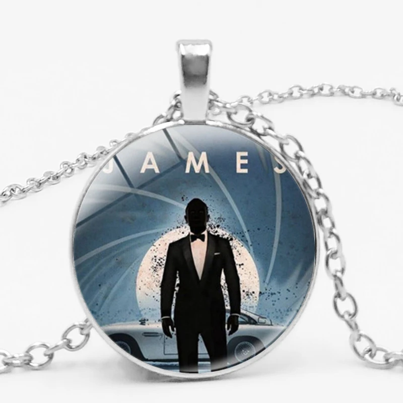 

HOT! 2019 New James Bond 007 Movie Necklace Glass Cabin Men's Gift Pendant Glass Dome Statement Necklace Jewelry