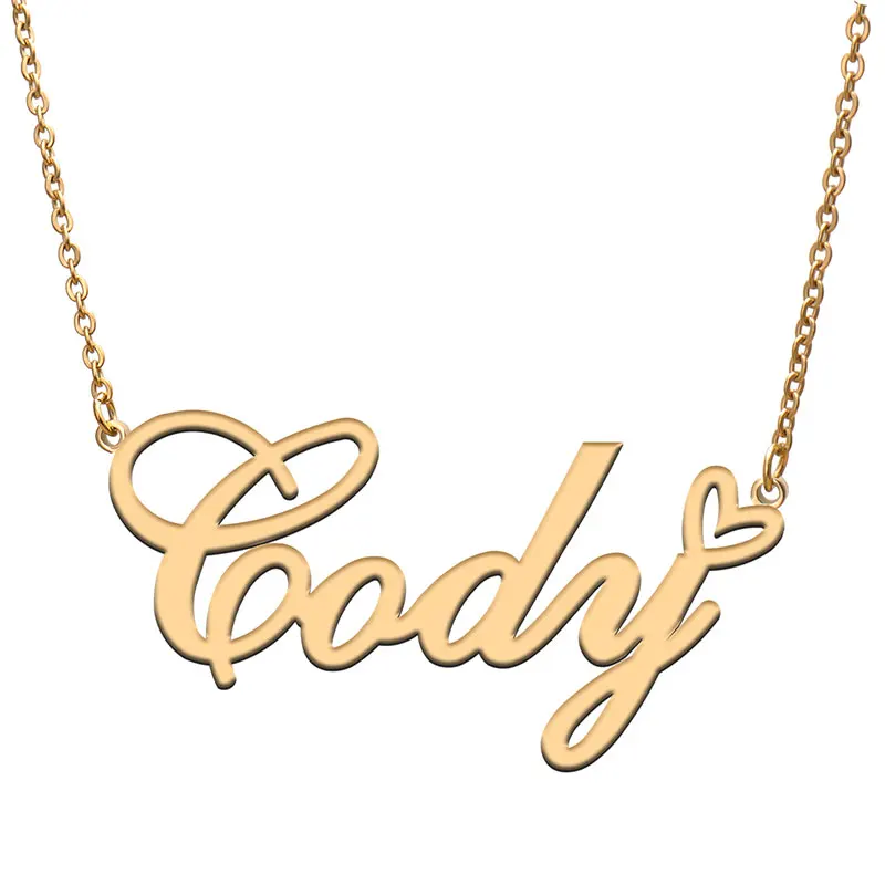 

Love Heart Cody Name Necklace for Women Stainless Steel Gold & Silver Nameplate Pendant Femme Mother Child Girls Gift