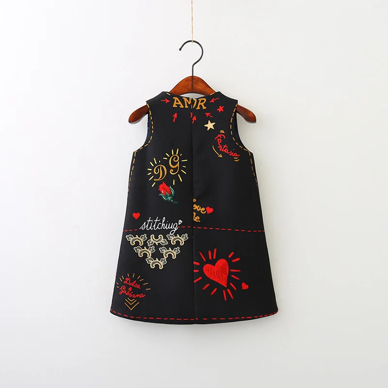 

Girls Dress Spring Summer European and American Style Embroidery Flower Vest Dress Birthday Toddler Baby Girls Clothing 2-8Y