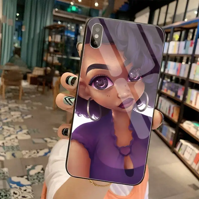 

2bunz Melanin Poppin Aba Black Girl black Phone Case Tempered Glass For iPhone 11 Pro XR XS MAX 8 X 7 6S 6 Plus SE 2020 case