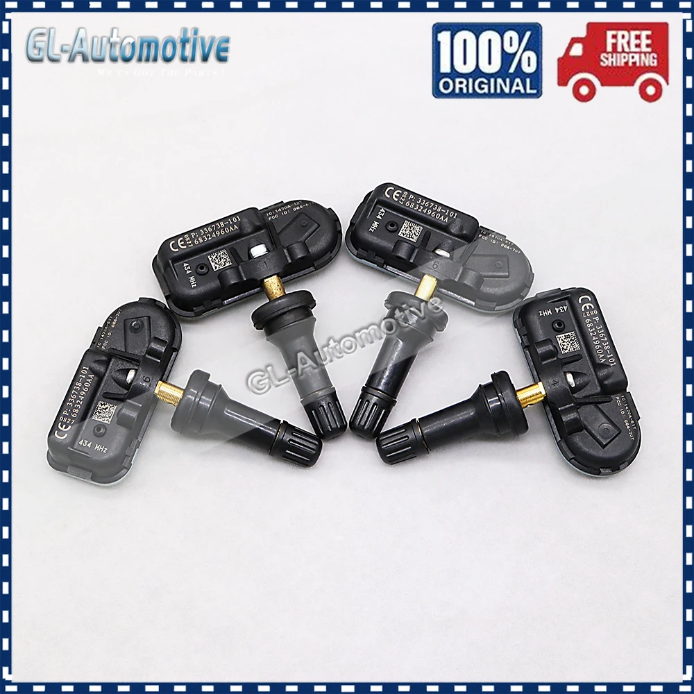 Комплект (4) TPMS 68324960AA датчик давления в шинах для JEEP CHEROKEE RAM 1500 2500 3500 68324960AB 434 МГц Комплект (4) TPMS 68324960AA датчик давления в шинах для JEEP CHEROKEE RAM 1500 2500 3500 68324960AB 434 МГц