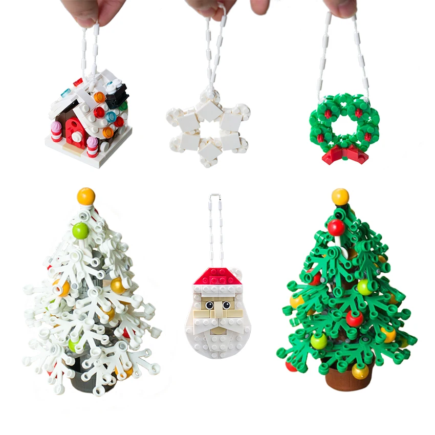 Новогодняя гирлянда из строительных блоков: снежный домик цветок кольцо